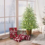 4' Pre-Lit Green Cypress Artificial Christmas Potted Tree with 100 Warm White Twinkle LED Lights, by My Texas House - Image 2