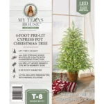 4' Pre-Lit Green Cypress Artificial Christmas Potted Tree with 100 Warm White Twinkle LED Lights, by My Texas House - Image 4