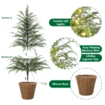 4' Pre-Lit Green Cypress Artificial Christmas Potted Tree with 100 Warm White Twinkle LED Lights, by My Texas House - Image 3