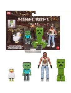 Minecraft Movie Woodland Mansion Throwdown Figure Set Chicken Jockey Collectible Action Figures Toy Set for Kids & Fans